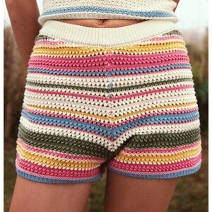 Zara Striped Crochet Shorts
